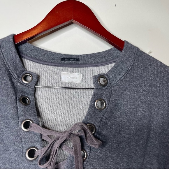 MOTHER Gray Lace-Up Sweatshirt - Picture 6 of 8